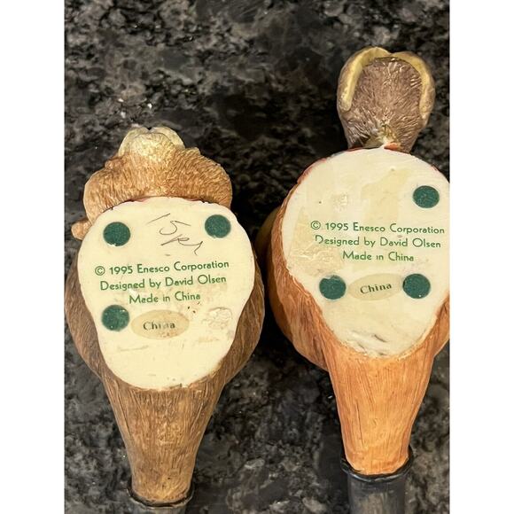 (1) Pair Enesco Moose Creek Crossing Pipe Candlestick Holders 1995 #170712 - Picture 11 of 12